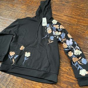 ADIDAS floral hoodie! Black with multi colored flowers. Size S. Brand New.
